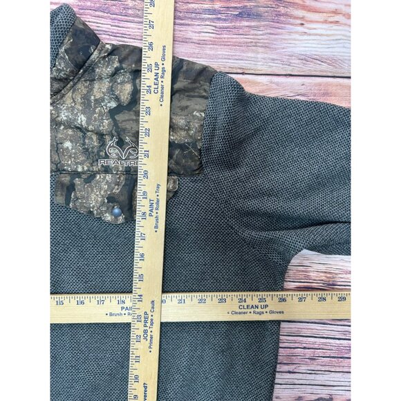 Realtree Mens Polyester Gray 1/4 Zip Pullover Jacket‎ XL With Camo Accents - Picture 5 of 5